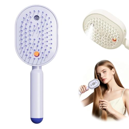 Brosse Lissante Vapeur Sans Fil pour Cheveux,2 en 1 Brosse Chauffante et Brumisatrice Massante,Rechargeable,Anti-Frisottis