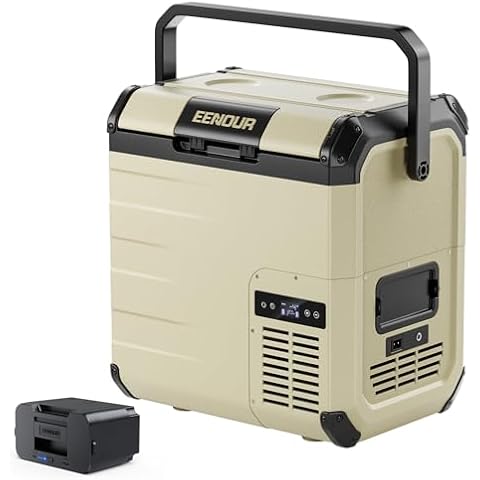 EENOUR D18 Car Refrigerator 19QT/18L with DB01 Battery 171Wh/15600mAh -4~50℉ 12/24V DC 110~240V Solar Charging AC for RV Truck Camping Sailboat Cover