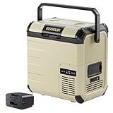 EENOUR D18 12 Volt Car Refrigerator, Portable Freezer with Detachable Battery 19Qt/18L, Battery & Solar Powered Cooler, -4~50℉, 12/24V DC, 110~240V AC, 12V Fridge for Camping, Road Trips, RV, Truck