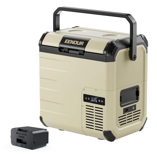 EENOUR Frigorifero D18 12 Volt per auto, congelatore portatile con batteria rimovibile 19Qt/18L, batteria ad energia solare e frigorifero, -4 ~ 10 ℃, 12/24 V DC, 110 ~ 240 V AC, 12 V frigorifero