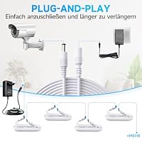 2er-Pack 1 m DC-Verlängerungskabel, reines Kupfer, 12 V DC-Netzteil-Verlängerungskabel, 5,5 mm x 2,1 mm, für Überwachungskameras, Router, LED-Streifen, Drucker, Monitore und mehr – Weiß – Ansicht 6