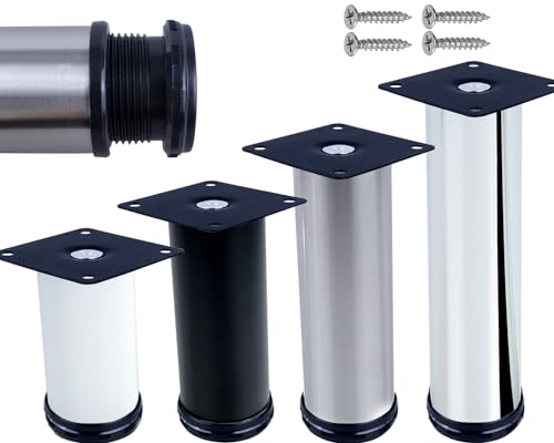 Stahlia 1x Möbelbein | WEIß | 5cm Höhe Ø 50mm | belastbar bis 150Kg | Möbelfuß verstellbar Schrankfüsse Füße für Möbel höhenverstellbare Füße