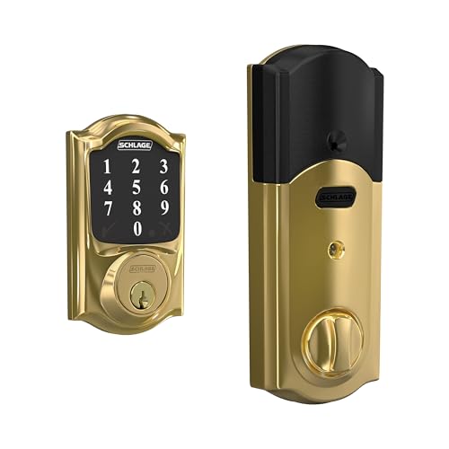 Schlage Lock Company BE468CAM605 Connect Camelot Touchscreen Deadbolt, Bright Brass