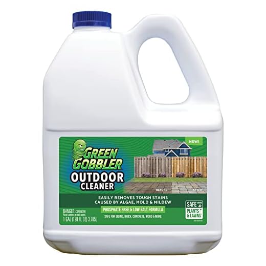 Green Gobbler Outdoor Cleaner Concentrate | Mold & Mildew Stain Remover | Safe for Siding, Brick, Concrete, Wood & More | Phosphate-Free, Low Salt Formula, Safe Near Plants | 1 Gallon
