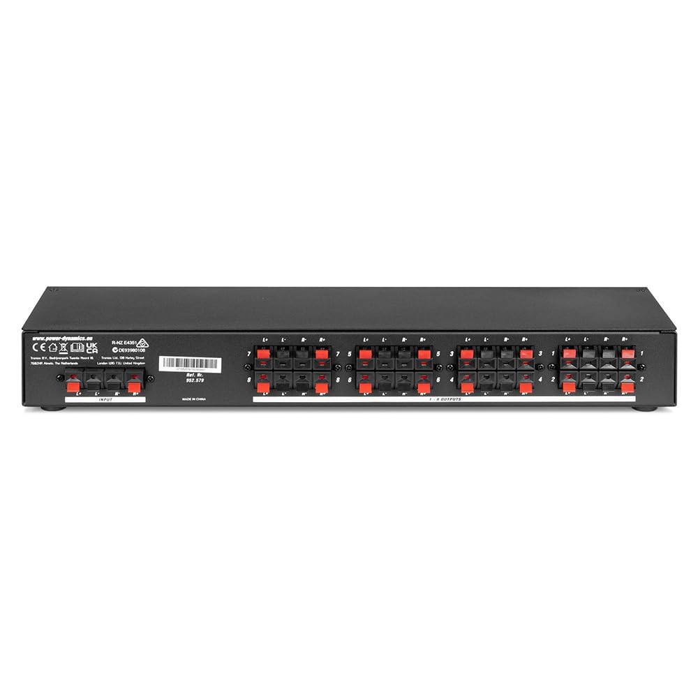 Power Dynamics SSW8 - Selector de audio para altavoces, controla 8 parejas de altavoces, instalación fácil, sin alimentación externa, compatible con altavoces 4-16 Ohmios, Máx.100W por canal