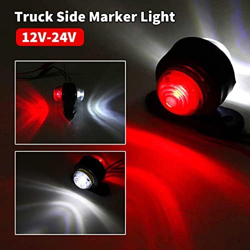 CISSIYOG 4 pack LED Side Marker Lights, 12-24V White Red Double Sided Warning Lamp, Truck Trailer Parking Light Clearance Lights