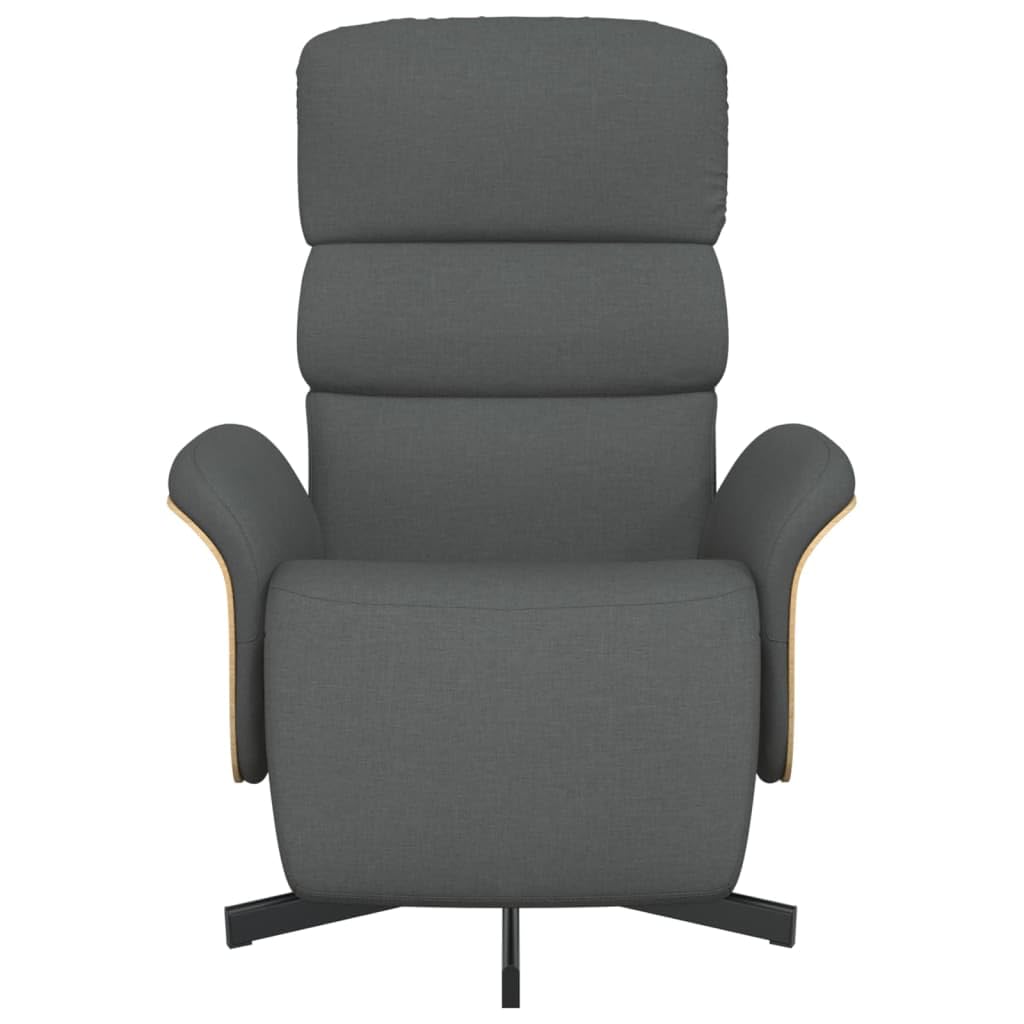 Sillón reclinable gris oscuro con reposapiés, giratorio de 360 grados, cómodo, función de reclinación manual, asiento tapizado, perfecto para sala de estar u oficina