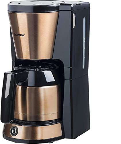 Bestron Cafetière avec verseuse isotherme, 8 Tasses, 900 W, Acier inoxydable, Design cuivré