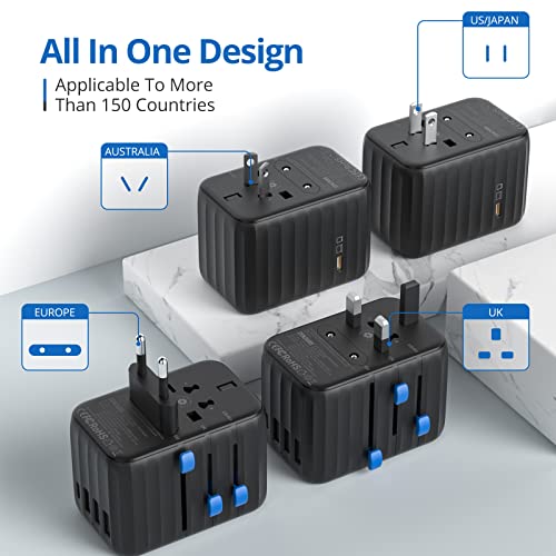 Zendure Universal Travel Adapter 61W Pd Fast Charger One International Wall Charger Ac Plug Adaptor Worldwide Power Charger All In One Compatible With Macbook Pro Laptops Ipad Iphone Samsung & More #TOP3