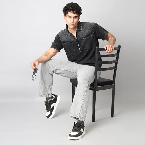 Image of D... finish Men's Denim Half Sleeve Shirt | Men Oversized Shirt