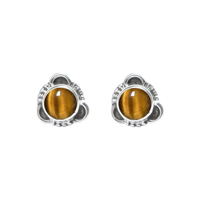 Tiger Eye Stone Post Stud Earrings 925 Sterling Silver Gemstone Stud Earrings For Girls Women Jewellery Handmade Earring