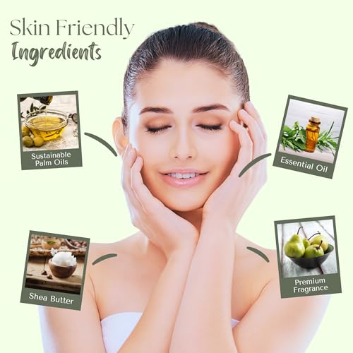 Image of Wavertree & London French Pear Scented Natural Soap (2 Bars), 7oz Moisturizing French Triple Milled Soap Bars enriched with shea butter - Pure Plant Based Bath & Body Bars for All Skin Types