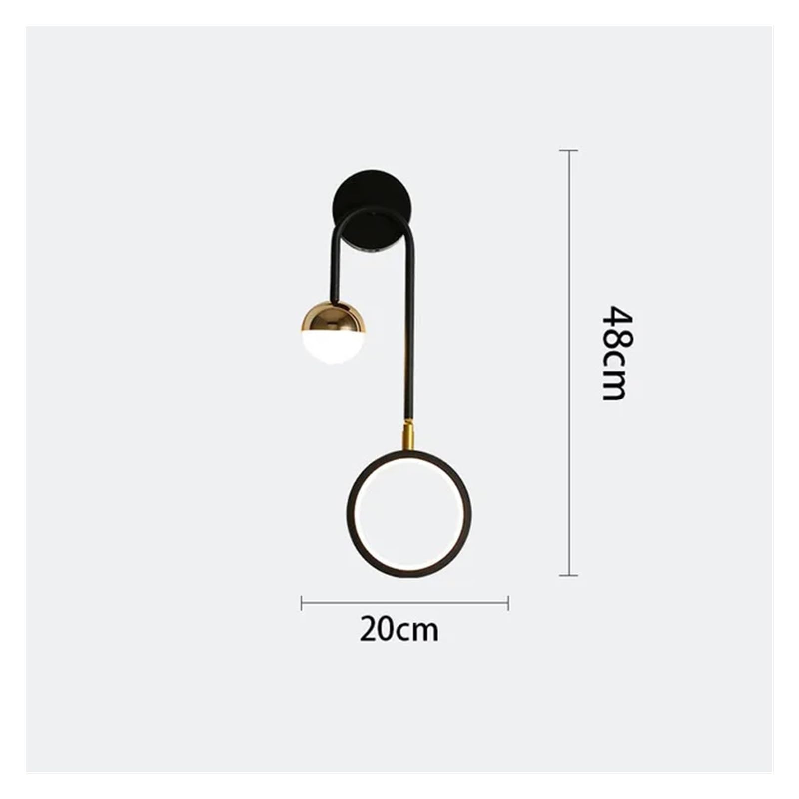Aplique de Pared Colgante Escandinavo Led de Doble Cabezal con Anillo Y Bola de Cristal para el Hogar: Lámparas de Mesita de Noche para Sala de Estar Y Dormitorio, Lámpara de Techo./un Color/Bien