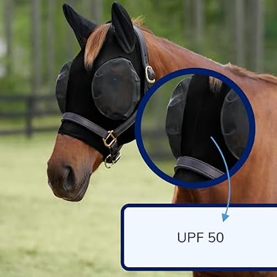 SmartEquine Comfort Horse Fly Mask with SmartCore Technology | UV Horse Mask | UPF 50 | Forelock Hole | Stretch Material | Fine Mesh Around Ears | Moisture-Wicking for Cool Comfort