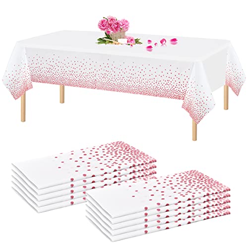 Showgeous 10 Paquets Dot Nappes Table Covers 54 'x 108' Rose Gold Dot Nappes Party Rectangle Nappes Nappes Imperméables Jetables Couvre Table Confettis pour Pique-Nique Anniversaire