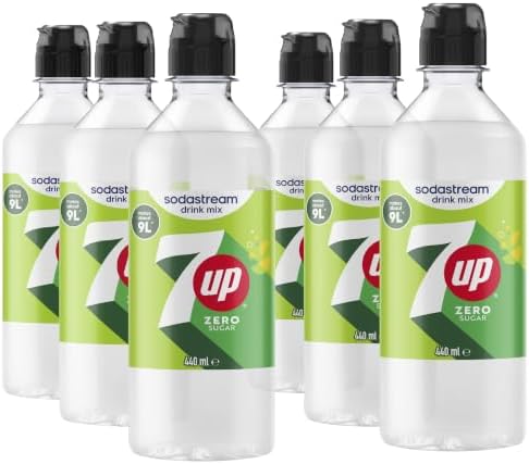 SodaStream 7UP Zero Drink Mix, 6 Pack Sugar Free Lemon Lime Syrup for Sparkling Water Makers, Caffeine Free, Zero Calorie Soda Stream Flavours, Makes 162 Drinks, 6 x 440ml