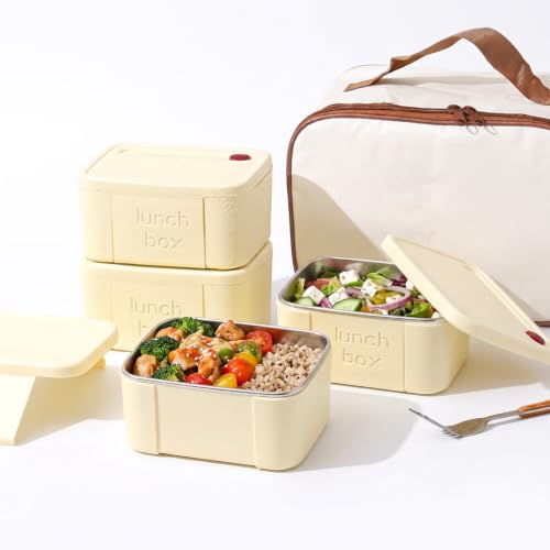 Image of House of Quirk 304 Stainless Steel Lunch Box, 4 Leakproof Containers, Insulated Lunch Bag, Fresh-Keeping Tiffin Box for Office, School & College, BPA Free Food Container