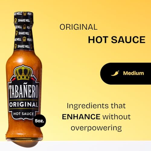 Tabañero Original Hot Sauce, 5 oz Small Glass Bottle, Gourmet Spicy Sauce Gift, All Natural, Low Sodium, Made in the USA