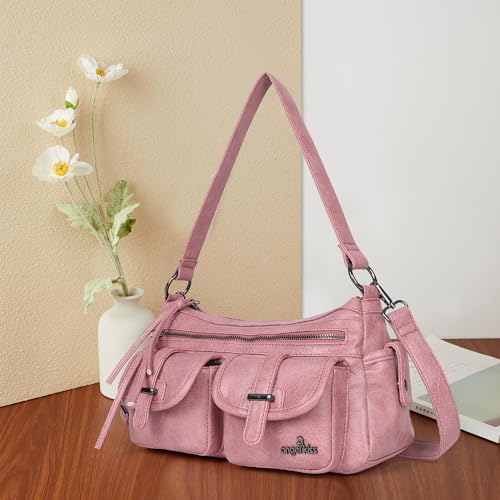 Image of Angel Kiss Hobo Purses for Women Crossbody Shoulder Bag Ladies Multi Pocket Handbags with Adjustable Shoulder Strap | Soft Vegan Leather