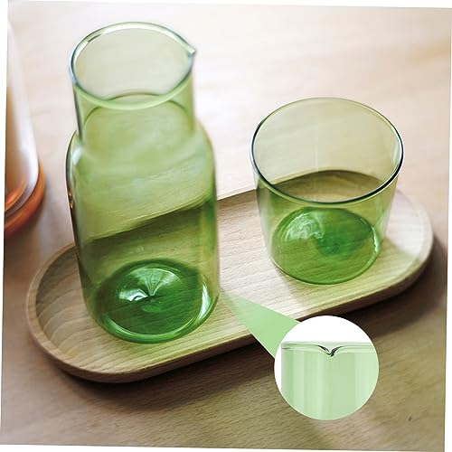 Set de vaso y jarra de vidrio borosilicato verde miniatura 2