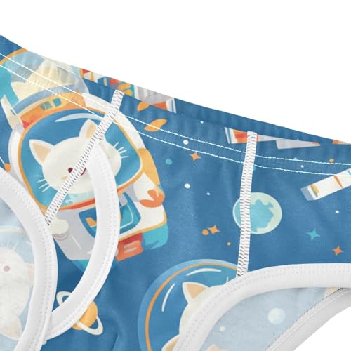KLL Cute White Cat Astronaut Floating in Space Toddler Boys' Pure Cotton Briefs Underwear Cute Children Panties4