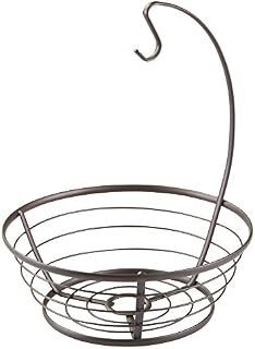 iDesign AXIS Fruit Bowl with Banana Hook, Practical Wire Fruit Basket for Vegetables made of Metal, Bronze