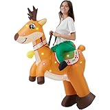 WinnerWhy Christmas Inflatable Costume Inflatable Reindeer Costume with LED Light Xmas Blow Deer Costume Unisex Adult Inflatable Elk Costumes for Christmas Party Halloween Cosplay Outfit (Deer)