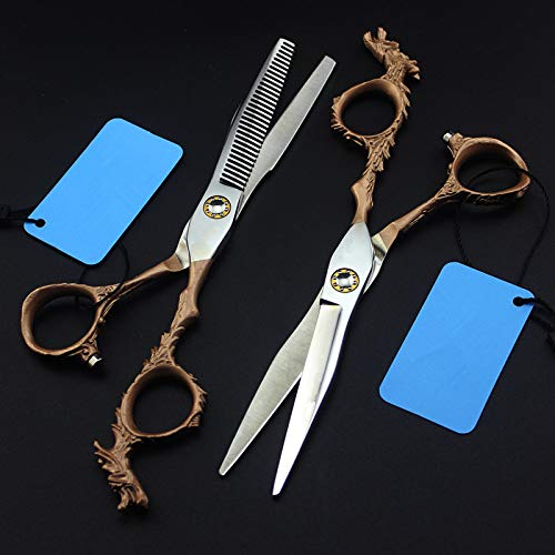 Professional Hair Cutting Shears, 6 inch professional japan 440c gold dragon hair scissors set cutting barber haircut thinning shears hairdressing scissors (Color : Thinning)