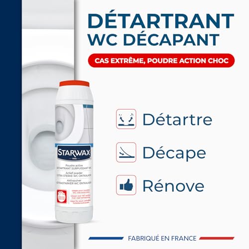 STARWAX - Poudre Détartrante WC 1KG - Cas Extrêmes - Spécial Trainées Tenaces - Action Rapide - Renove Parois et Fonds d