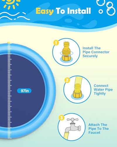 Image of Peteast Dog Pool for Large and Small Dogs and Children, 87 Inch Foldable Splash Sprinkler Pad, 0.58 mm Thickened Non-Slip Dog Water Toy, Environmentally Friendly, Durable, Paddling Pool Dog