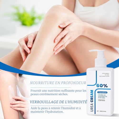 Lotion pour le corps à 60% d'urée, Crème à l'urée, Lait corps hydratant, Baume, pour peau sèche, hydratante et à absorption rapide, Crème pour le, pour homme et femme – vue 4