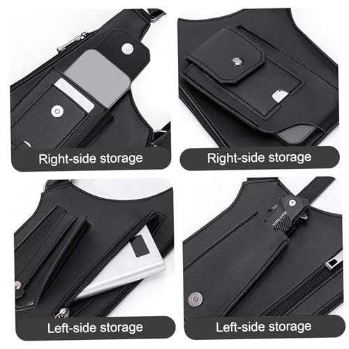Image of Leather Shoulder Armor Hidden Underarm Strap Wallet Adjustable Anti Pickpocket Accessories with Double Bag for Men, Women Leather Armor(Black)