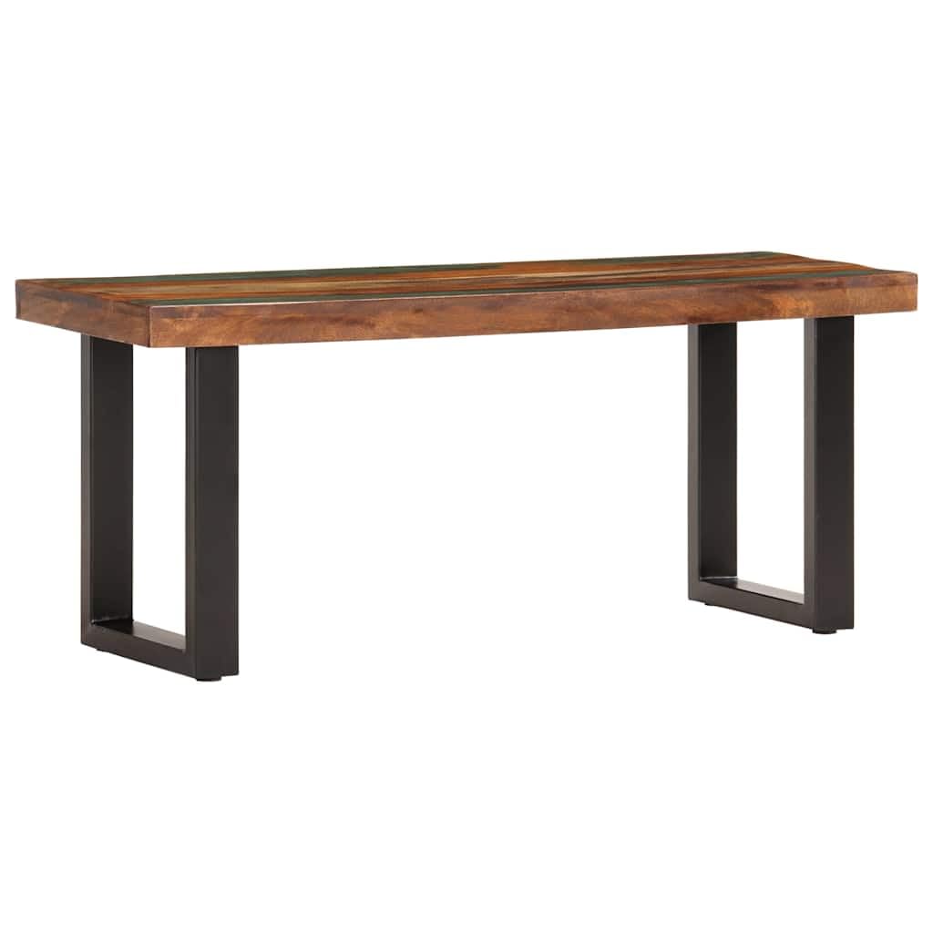 Banco 110 cm Madera maciza reciclada y acero industrial