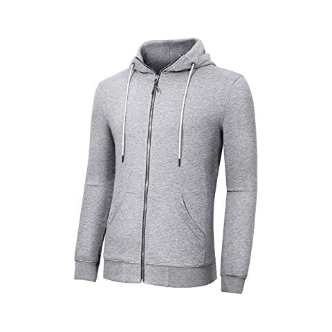 Mens Full Zip Hooded Top Hoodies for Men Jumper Sweatshirt with Pocket Grey Small Cover