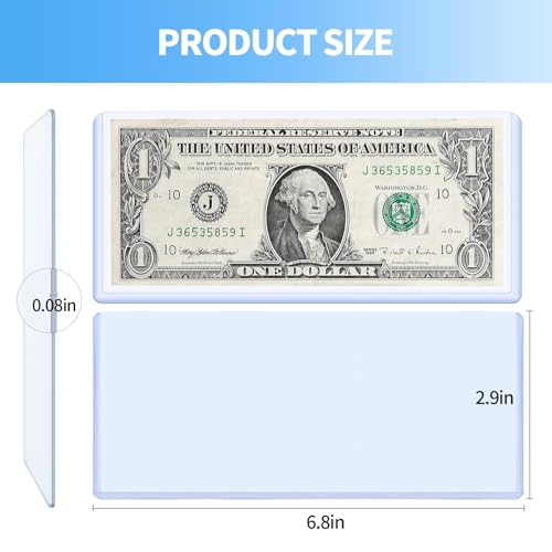 20 fundas transparentes para billetes impermeables 6.8x2.9 pulg. miniatura 2