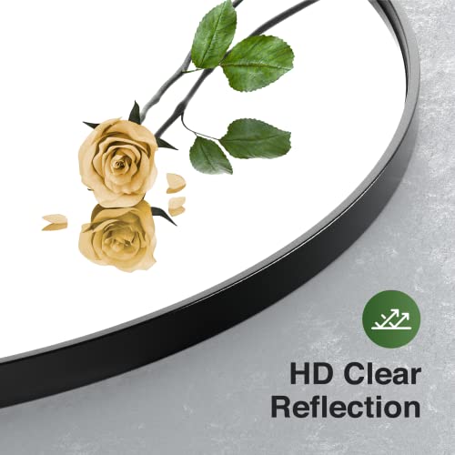 Bailaba 24 Inch Black Round Mirror For Wall, Metal Frame Vanity Circle Mirrors Wall Mounted Matte Home Decor Mirror For Bedroom Living Room Entryway Hallway #TOP6