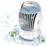 white 新品 冷風機 卓上冷風機 冷風扇 冷却フィルター&ミスト加湿機能 自動首振り & 上下調整 小型クーラー 強力 3段階風量調節 500mlタンク 氷いれ可能 USB給電式 省エネ 熱中症対策 暑さ対 オフィス 寝室 自宅用 (ホワイト)