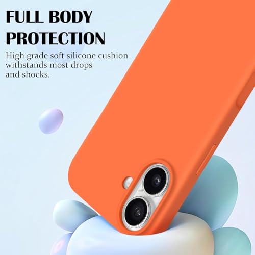Image of DIZORO Compatible with iPhone 17 Case 6.3, Slim Liquid Silicone 3 Layers Full Covered Soft Gel Rubber Phone Cases Protective Back Cover 6.3 Inch - Cosmic Orange