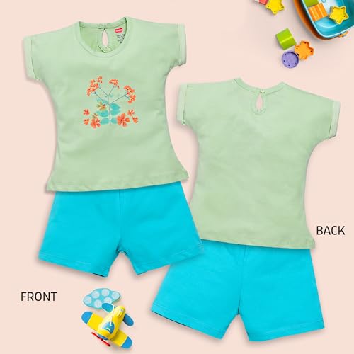 Image of LuvLap Baby Girls 100% Cotton Sleeveless Girls Top & Shorts Sets Pack of 3