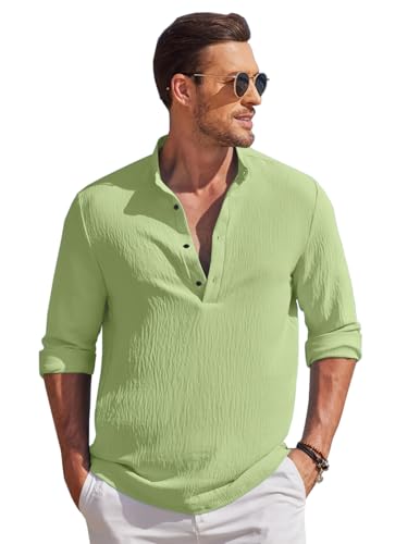 Image of Men's Regular Fit Solid Popcorn Full Sleeve Regular Fit Short Kurta | Solid Pattern Mandarin Collar Straight Kurta