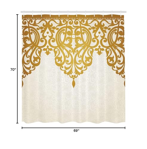 Ambesonne SC_15875 Antique Shower Curtain, Victorian Style Medieval Motifs Classic Baroque Oriental Shapes Print, Cloth Fabric Bathroom Decor Set thumb #4