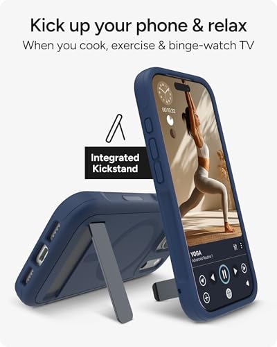 Image of ZAGG Sedona Snap Case with Kickstand for iPhone 17 Pro - Navy Blue, Drop Protection (13ft /4m), Multi-Layer Protection, with Camera Button, MagSafe Phone Case with Impact-Absorbing Bumpers