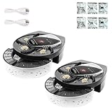 2X Atrapa Moscas Eléctrico Giratorio 360°. Trampa para Moscas con Soporte de Pared. Mata Mosquitos Silencioso para Casa, Cocina, Restaurante. Batería de 72h (Recargable con Cable USB Incluido)