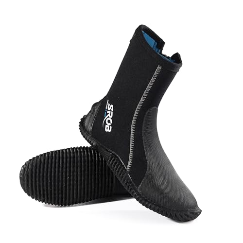 Neoprene Dive Boots 5mm Tall Zippered with Anti-Slip Rubber Sole for Water Sports Scuba Diving Snorkeling Rafting Kayaking Windsurfing