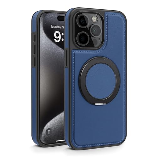 Coque iPhone 14 cuir bleu foncé pour trajets et appels vidéo