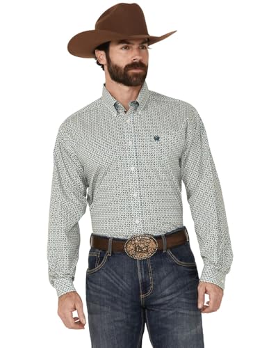 Cinch Western Shirt Men L/S Geometric Print Front XXL White MTW1105863