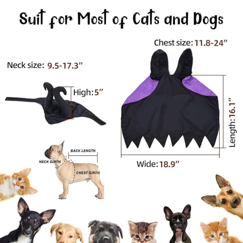 Disfraz Halloween para Perro Vampiro con Capa y Cuernos miniatura 3