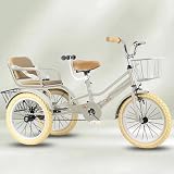 Comfortable Tandem Tricycle: Features a rear passenger seat with PU leather wrapped sponge seat board and backrest, guardrail, and safety belt for enhanced comfort and safety. The elastic sponge saddle ensures the rider can sit for extended periods w...