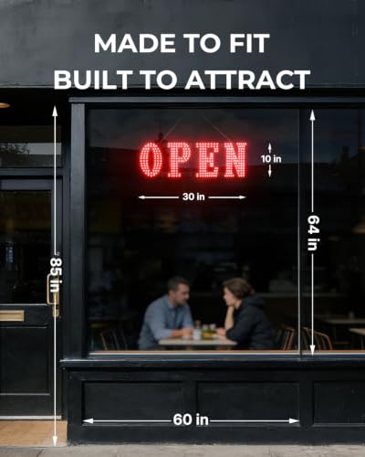 Image of Open Sign for Business 30 inch x 10 inch, Smart Extra Large LED Open Sign with Bluetooth APP Timer & Remote, Dimmable 14 Modes for High-Visibility Storefront Window Red