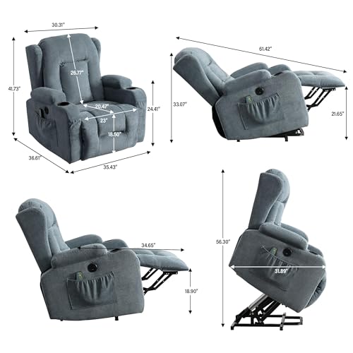 Sillón Power Lift Plegable Tela Lino miniatura 3